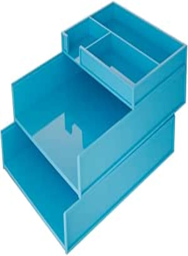 3A Plastic Desk Paper Holder with Tool Organizer - Blue 1035